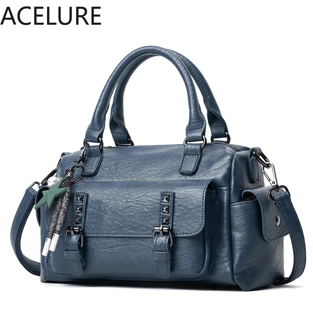 

ACELURE New Large-capacity Rivet Handbags Solid Color Fashion PU Leather Shoulder Bags Soft Star Pendant Female Messenger Bag