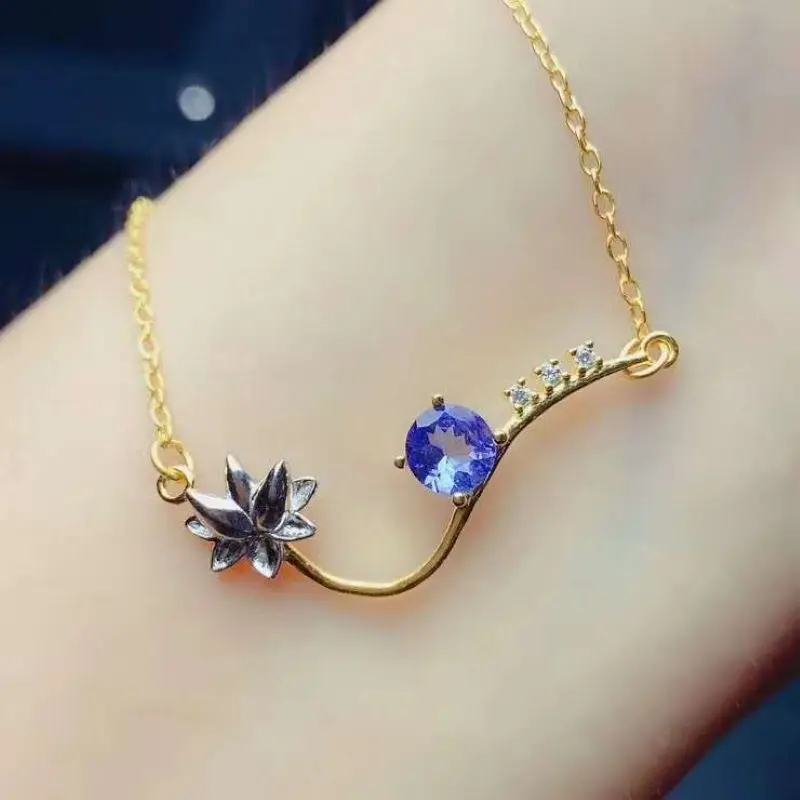 

Plant Tanzanite Necklace For Women Party Anniversary S925 sterling silver Fine Jewelry Elegant Real Gemstones Certificated Gifts