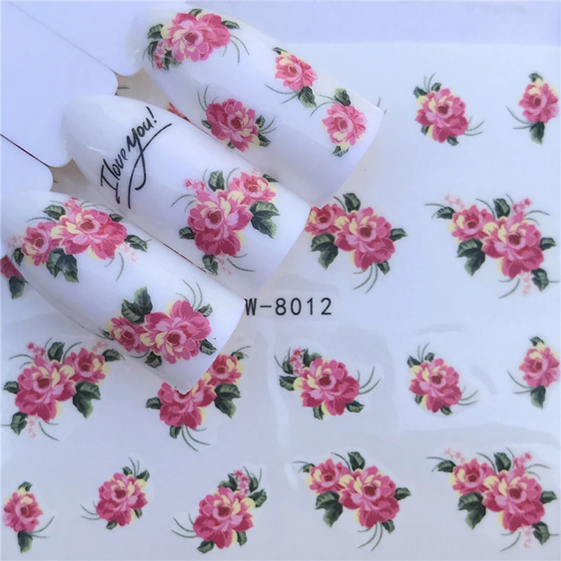 48PCS DIY Styling Wraps Tools Feather/lace flowerWater Transfer Tips Nail Art Sticker Decals Christmas Decor Manicure Styles | Красота и