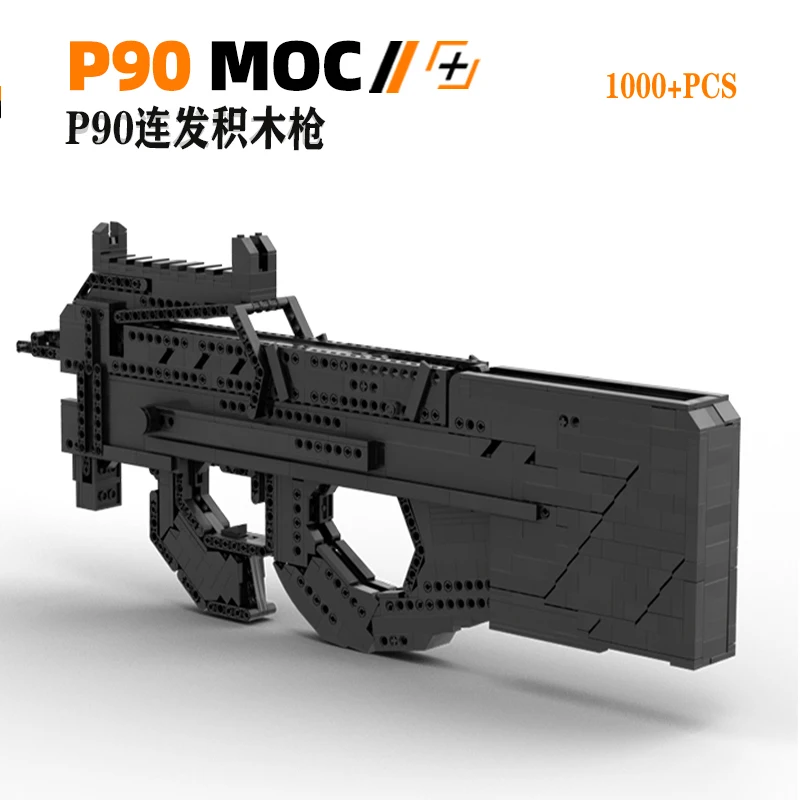 1000 шт. строительных блоков MOC игрушечный пистолет P90 с резиновой лентой