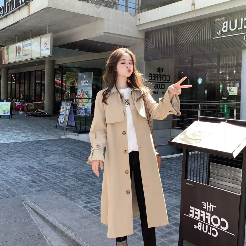 

Elegant Pleated Women Trench Autumn Winter Casual Single-breasted Belt Female Long Wind Coat Office Ladies Overcoat