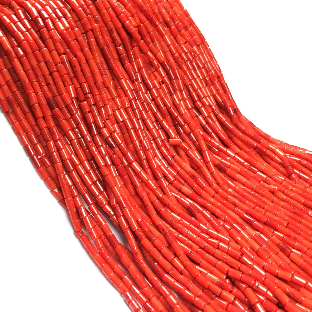 

2021 Fashionable New Natural Long Cylindrical Coral Beads for Making DIY Trendy Bracelet Necklace Size 3x5mm