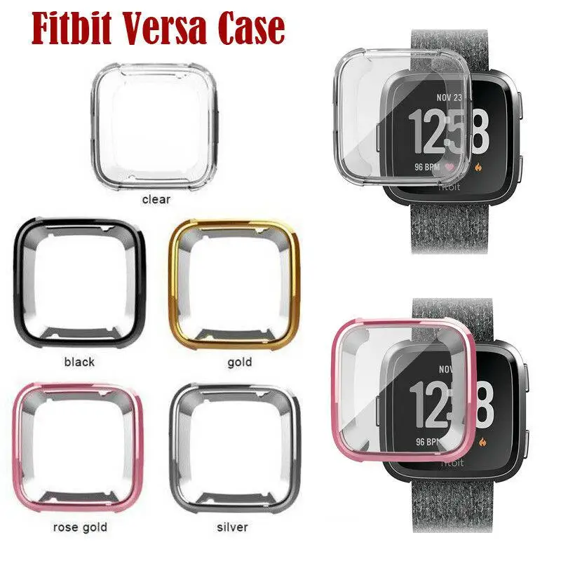 

For Fitbit Versa TPU Silicone Case Anti-Scratch Replacement Screen Protector Frame Cover Plating Ultra-Thin Soft Cover