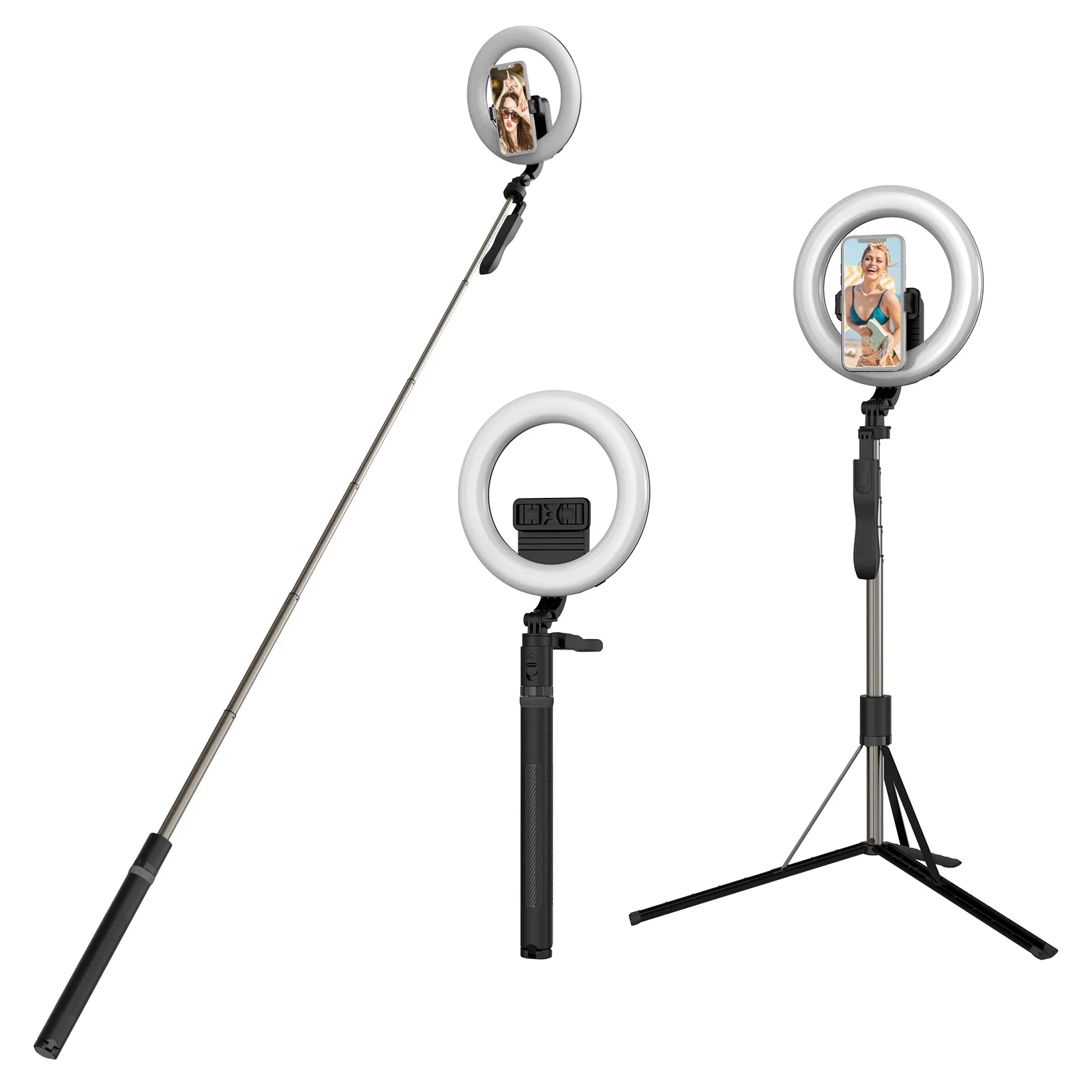 

8 Inch Selfie LED Ring Light with Tripod Stand Phone Holder BT Remote for Makeup Photography Vlogging Live Streaming
