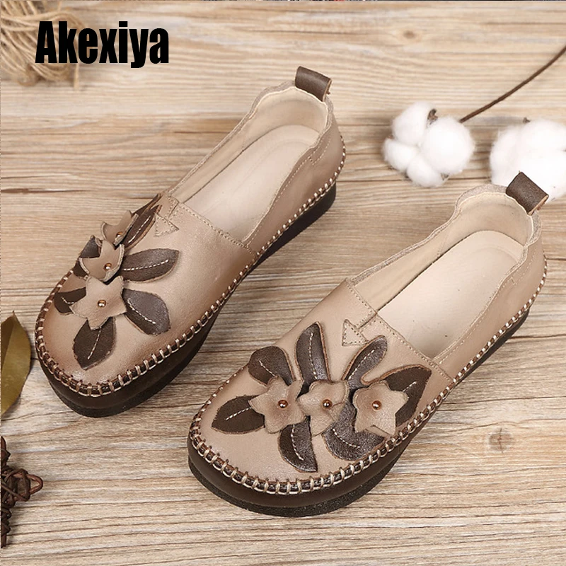 2019 г. новая женская обувь на мягкой рифленой подошве кожаная в стиле ретро лес k244 |