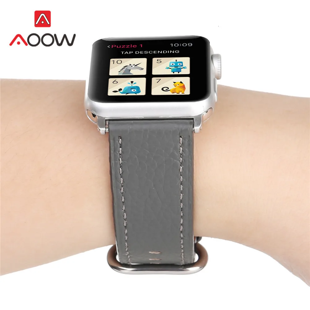 Ремешок из натуральной кожи для Apple Watch 38 42 мм 40 44 мм модный простой Желтый Сменный браслет ремешок для iwatch 123 4
