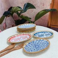 bread box fruit plate vegetable dish food container handwoven rattan storage basket picnic cake tray ornaments table organizers