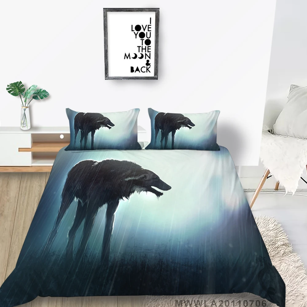 

3D Monster Bed Set King Size Fashion Cartoon Wolf Duvet Cover Rain Queen Twin Full Double Single Artistic Bedding Set High End