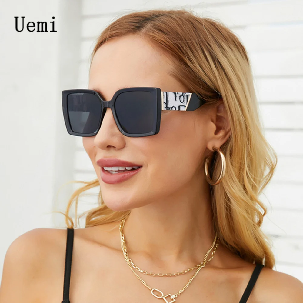 

Retro Luxury Brand Designer Oversized Square Gradient Sunglasses For Women Fashion Large Frame Eyewear Men Outdoor Oculos U