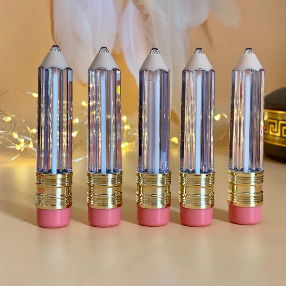 

5pcs 5ml Empty Lip Gloss Tube Container Clear Lip Balm Tubes Pencil Shape Lipstick Refillable Bottles Lipgloss Packing Bottles