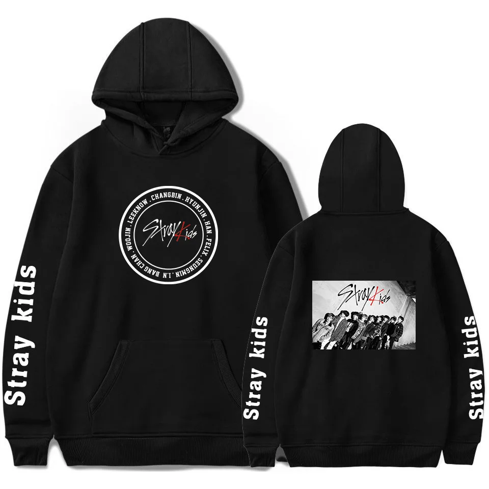 

Stray Kids Hoodies Autumn Letter Print Women Hoodies Sweatshirts Harajuku Casual Loose Long Sleeve Tracksuit Hoodies Biack Tops