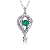 Round Cultivated Emerald S925 Silver Plated Platinum Necklace 0.52ct Mosan's Drill Ring Fashion Woman