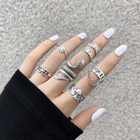 aprilwell 7 pcs punk snake ring for women 2021 trend gothic butterfly kpop aesthetic mushroom anillos set couple fashion jewelry