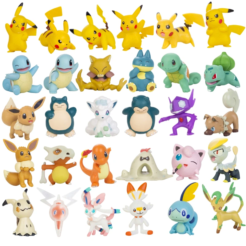 Pokemon Toys 3-7cm Pet Dolls Collection Pikachu Mimikyu Squirtle Vulpix Eevee Mew Bulbasaur Anime Figures Model Doll Kids Gifts | Игрушки и