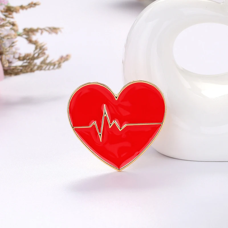1 шт. брошь в форме сердца с электрокардиограммой | Украшения и аксессуары