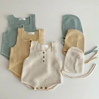 baby boys girl knitting rompers cute hatjumpsuit overalls newborn baby boys clothes infant baby girl boy sleeveless romper