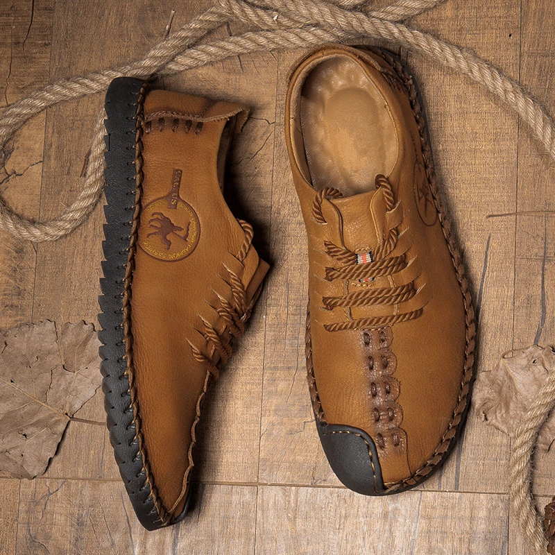

Men's new hand-made leather shoes, casual, breathable shoes for men
