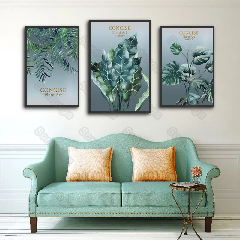 

Posters and Prints Tropical Plant Wall Art Scandinavian Leaves style Canvas Painting Modern Backdrop Pictures for Living Room