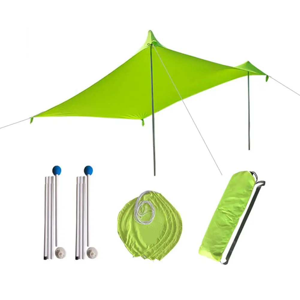저렴한 2021 해변 양산 경량 휴대용 태양 그늘 텐트, 샌드백 UV 라이크라 야외 낚시 캠핑을 위한 대형 가족 캐노피