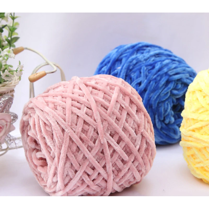 Шенилловая бархатная толстая пряжа мягкая для вязания крючком кукольные