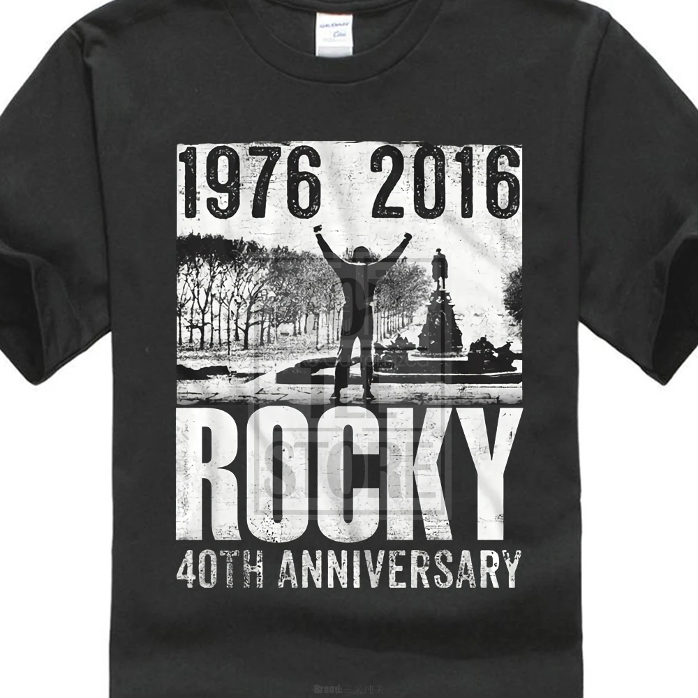 Рокки Бальбоа новая Лицензированная 40Th 1976 2016 черная 100% хлопок|Мужские футболки| |