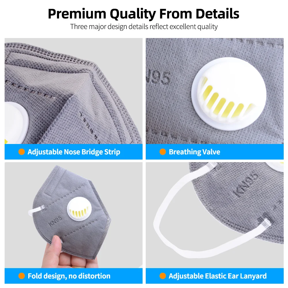 

KN95 Mouth Face Mask FPP2 Mask Reusable 5-Lay Filter Valve Unisex Outdoor Protective Face Masks Breathing FPP2 Mascarillas