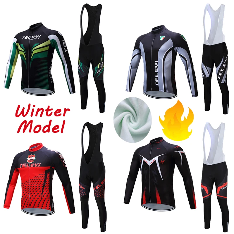 Зимние комплекты термоодежды из флиса для горного велосипеда 2021 мужские одежды