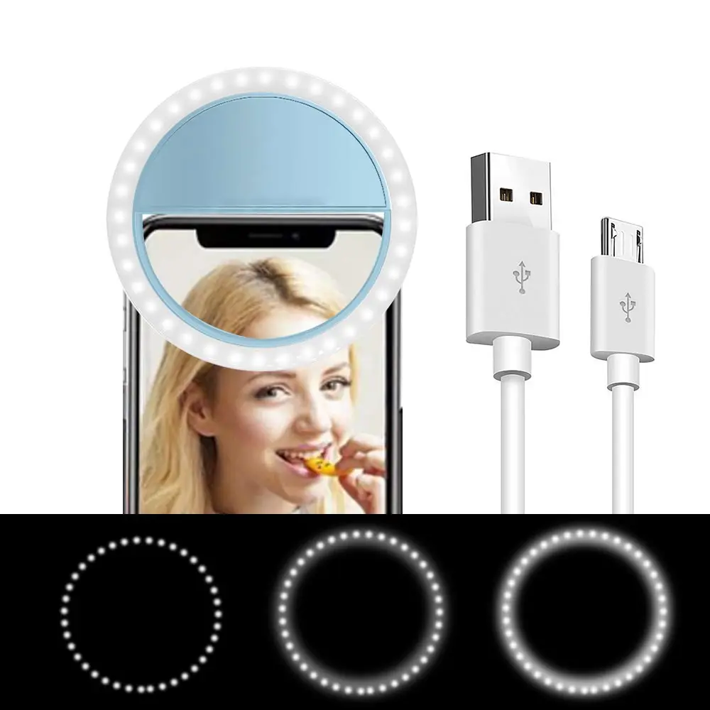 Портативный USB зарядка мини светодиодный селфи кольцо огни макияж вспышка фото