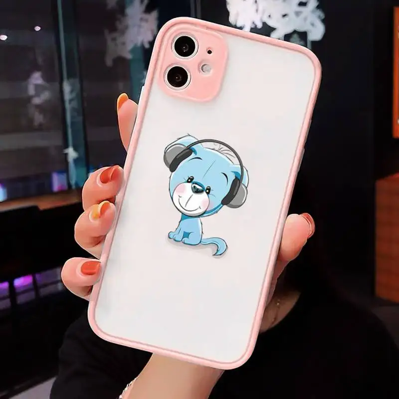 

Music loving animals Phone Case Matte Transparent for iPhone 7 8 11 12 s mini pro X XS XR MAX Plus cover funda