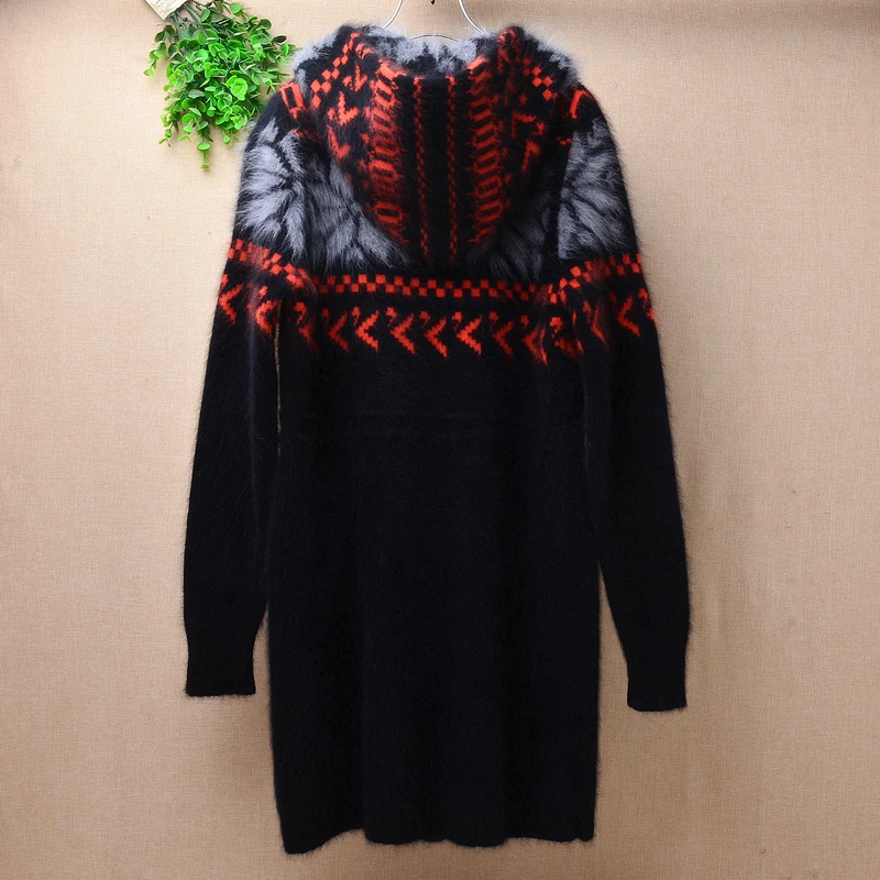 Женские Модные полосатые кашемировые кардиганы с капюшоном зимние куртки из