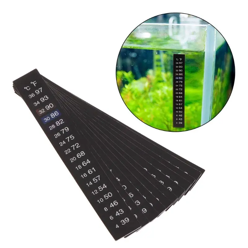  10Pcs Aquarium Thermometer Dual Scale Fish Tank Liquid Temperature Tester Sticker Fahrenheit Digital LCD Display Adhesive |