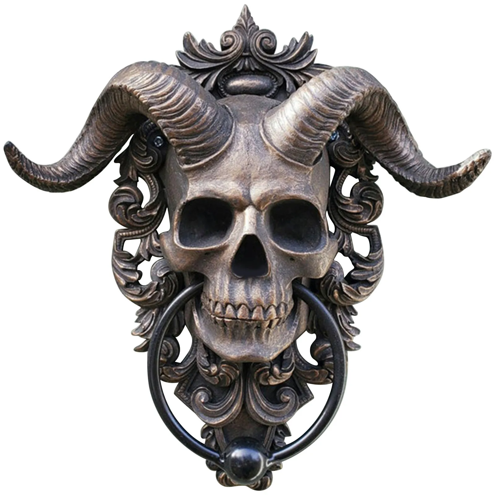 

Modern Art Door Ring Hell Demon Horned Skull Hanging Door Knocker-heavy Duty Gothic Doorknocker-perfect Home Decoration Knockers