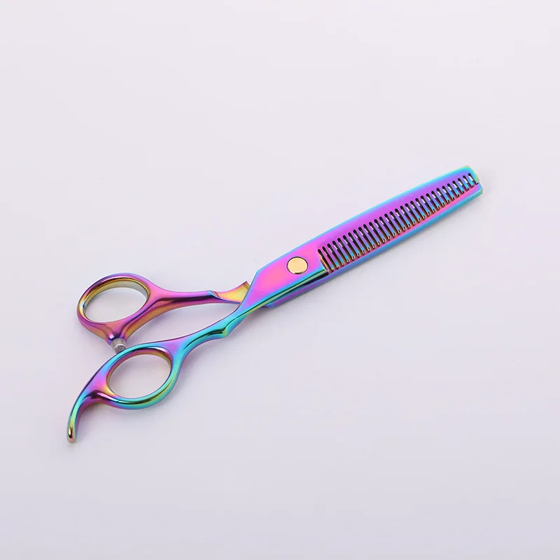 

Professional 440c 6 & 5.5 inch rainbow cut hair scissors set cutting shears thinning barber scissor hairdressing scissors