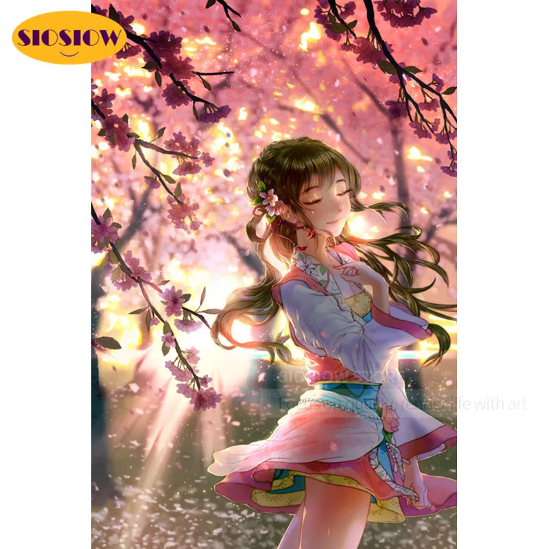 Алмазная живопись 5d сделай сам аниме фигурка девушки полноразмерная круглая 3d