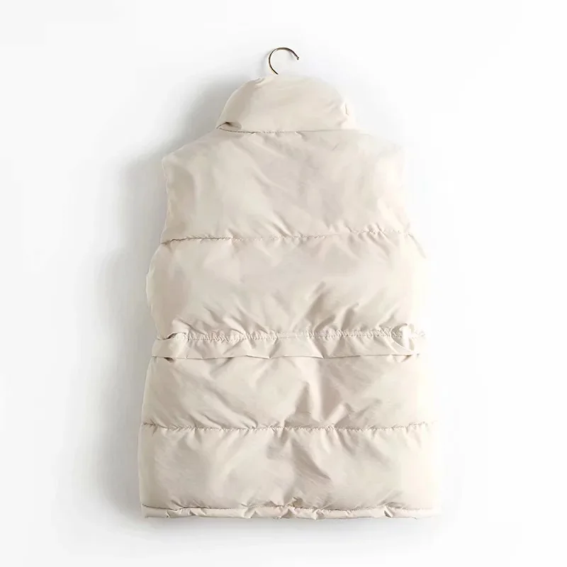 

FAKUNTN Winter Women 2021 Autumn Solid Loose Vest Drawstring Stand Collar Long Vest Jacket Cotton Padded Women Windproof Warm W