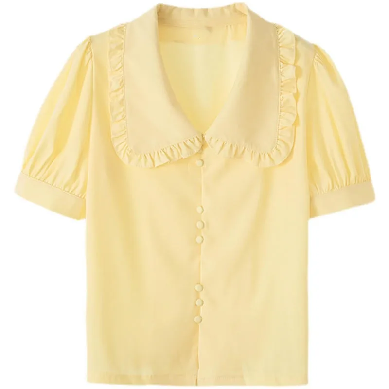 

Fashion Blouses And Shirts Women's Clothing Casual Vintage White Blusas Mujer Summer Chiffon Shirt Top Femme Blouses Solid Q4164