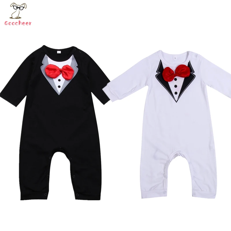 

Детский Костюм Джентльмена для младенцев, Костюм Джентльмена с длинным рукавом и бантом, комбинезон из мягкого хлопка, цельная одежда