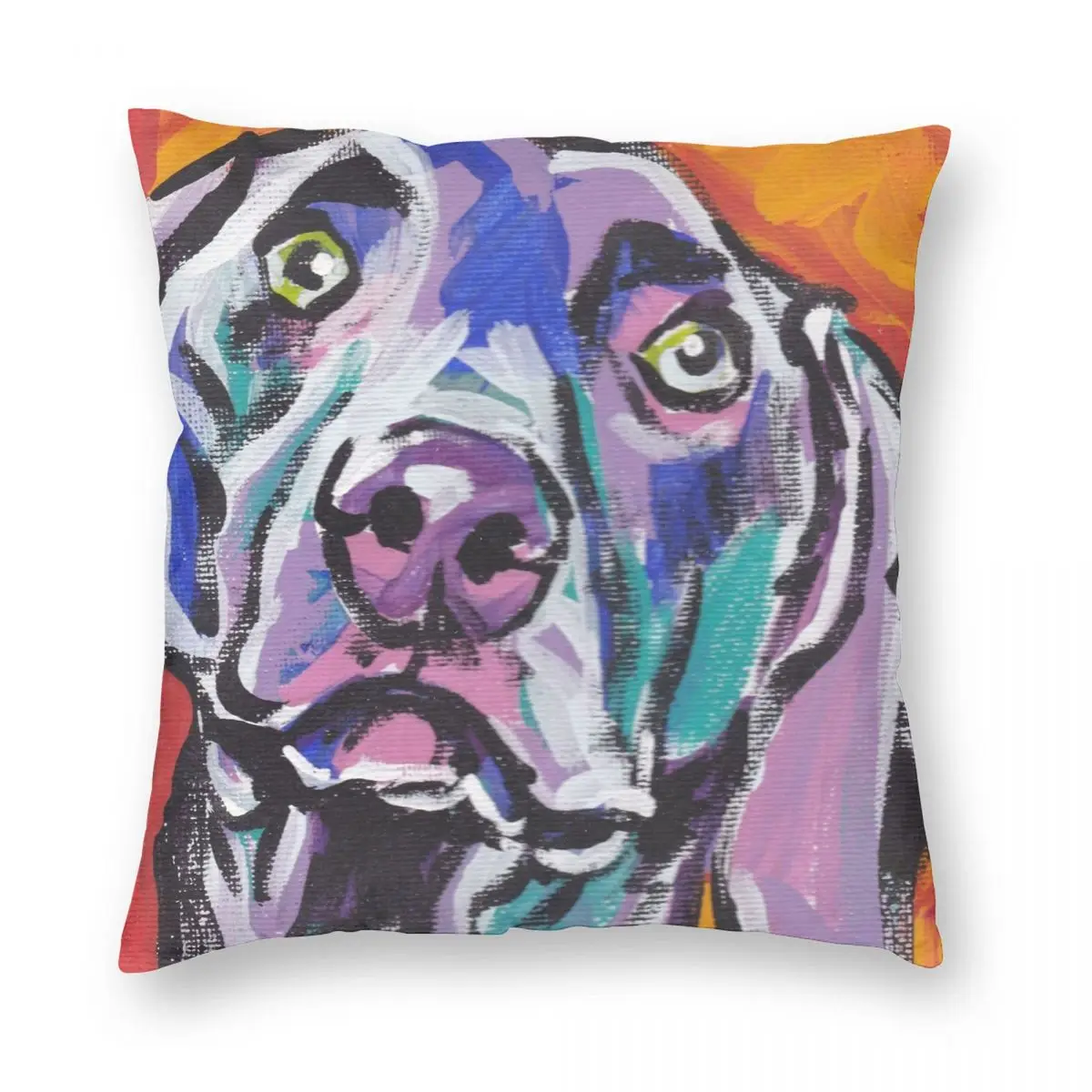 

Яркая наволочка для дивана с принтом в виде собаки