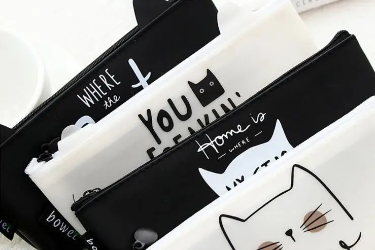 1 шт. Lytwtw's Kawaii Cute Cat Пенал для карандашей силиконовый школьный стационарный набор для получения косметических средств косметический Чехол