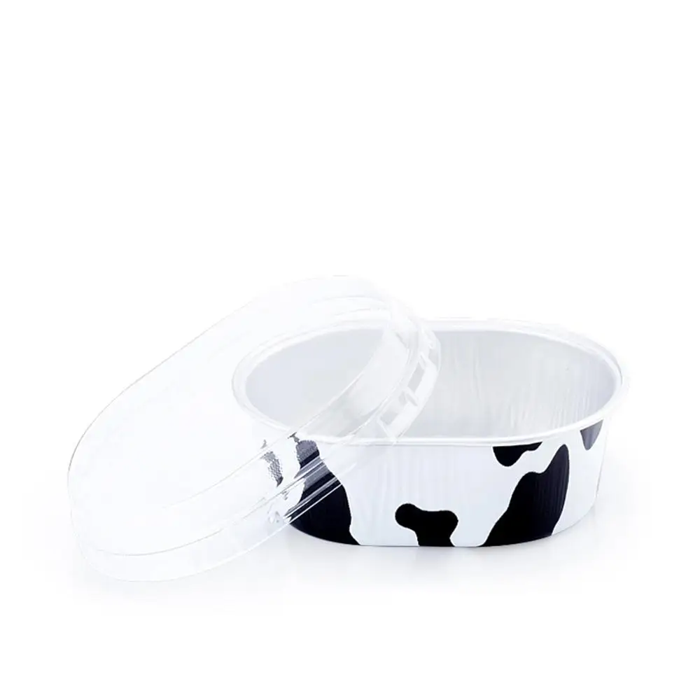 

50Pcs/100Pcs Disposable Aluminium Baking Cups Multi-color Creme Brulee Dessert Oval Shape Cupcake Cups With Lids Cake Egg Tools