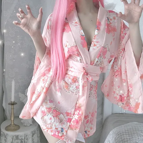 Женское сексуальное нижнее белье, ночные рубашки, кимоно для вечеринок платье, женский халат с Сакурой в японском стиле, костюм гейши, Мужская пижама-кимоно