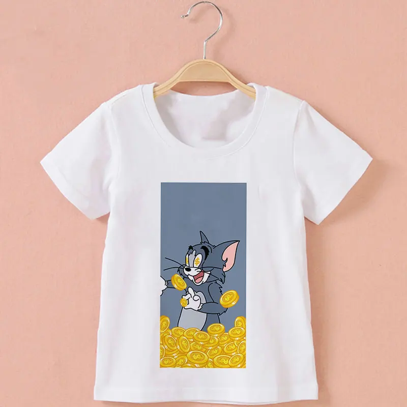 

Cartoon New Cat And Mouse T Shirt Kids Anime Design Boys T Shirts Harajuku Kawaii T Shirt Girl Vogue Round Neck T Shirt Children