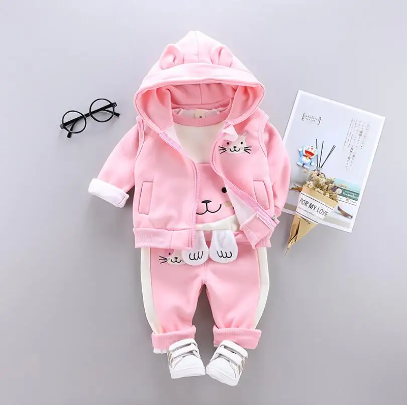 Детский комплект одежды для мальчиков осенне зимний из 3 предметов пальто с