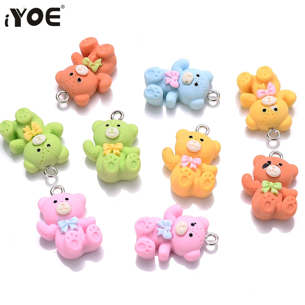 IYOE 10 шт. большой мультяшный медведь из смолы Подвески Многоцветный Kawaii DIY для