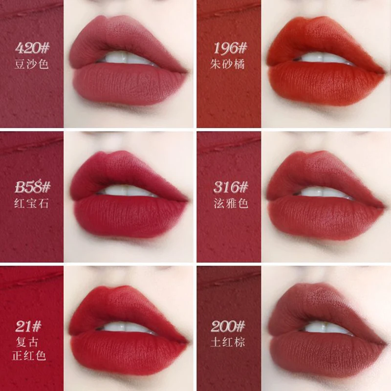 

NOVO 6 Colors Velet Matte Pigmented Lipstick Waterproof Sweatproof Easy To Color Lip Gloss Long Lasting Lip Tint Beauty Cosmetic