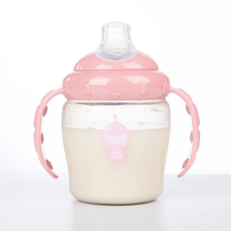 

New 260ml Baby Training Drinking Cup Baby Kettle Printed Duckbill Cup Dual Handle Drinking Cup Feeding BPA Free Sale