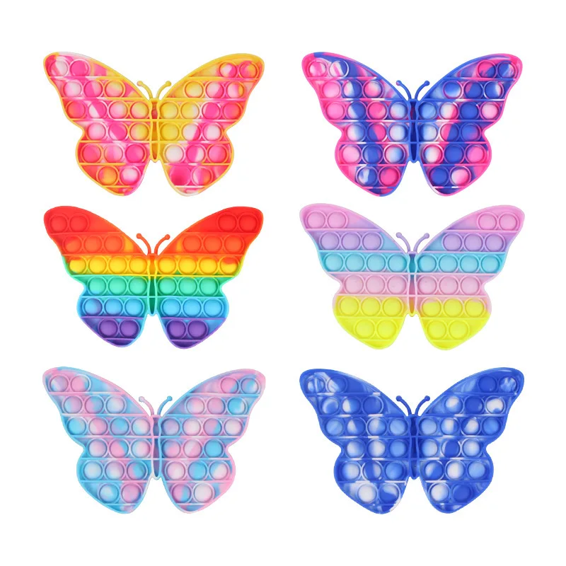 Новинка Поп it Tie-Dye Радужная Бабочка Медведь Единорог динозавр космический