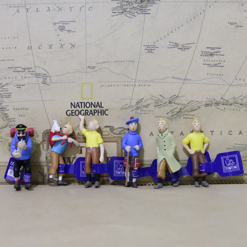 6 шт. Статуэтка Les Aventures de Tintin Herge классические комиксные Аниме Приключения Тинтин