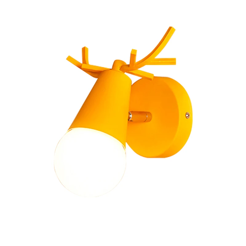 

Tcosqy lucky antler wall lamp macaron color E27 lamp holder for living room bedroom cafe restaurant decoration industrial lamp