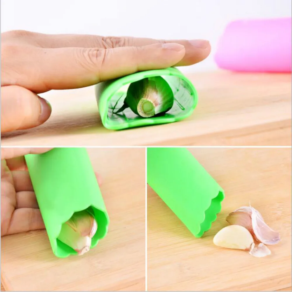

New Easy Silicone Garlic Peeler Garlic Press Useful Rolling Peel Helper Kitchen Cook Tool Random Color Kitchen Gadgets